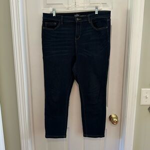 Dark Blue Cropped Denim Jeans